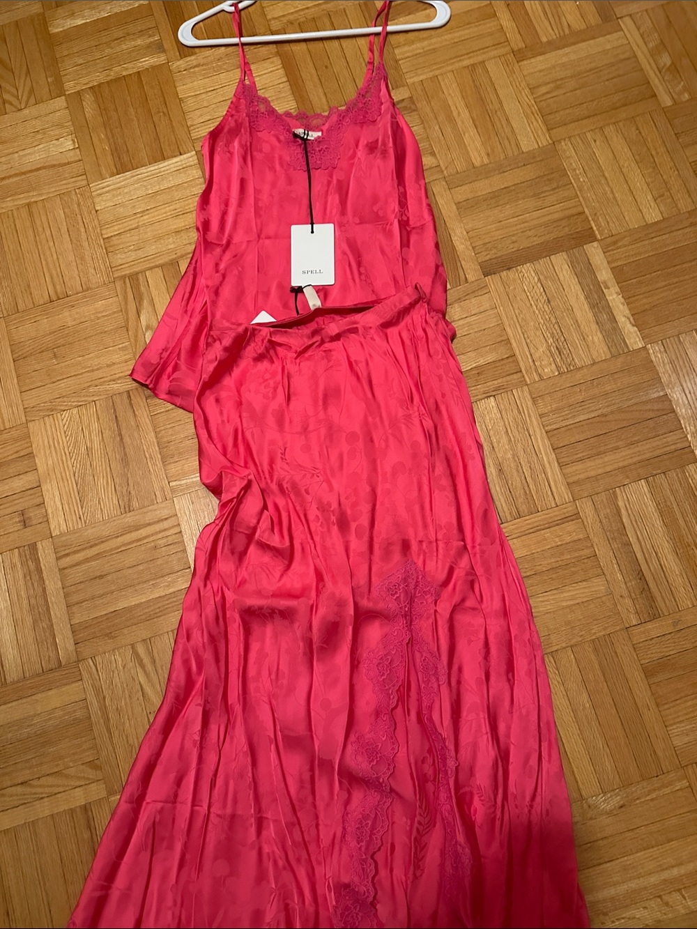 Spell NWT Cami Tank and Bias Skirt Set with Lace Trims